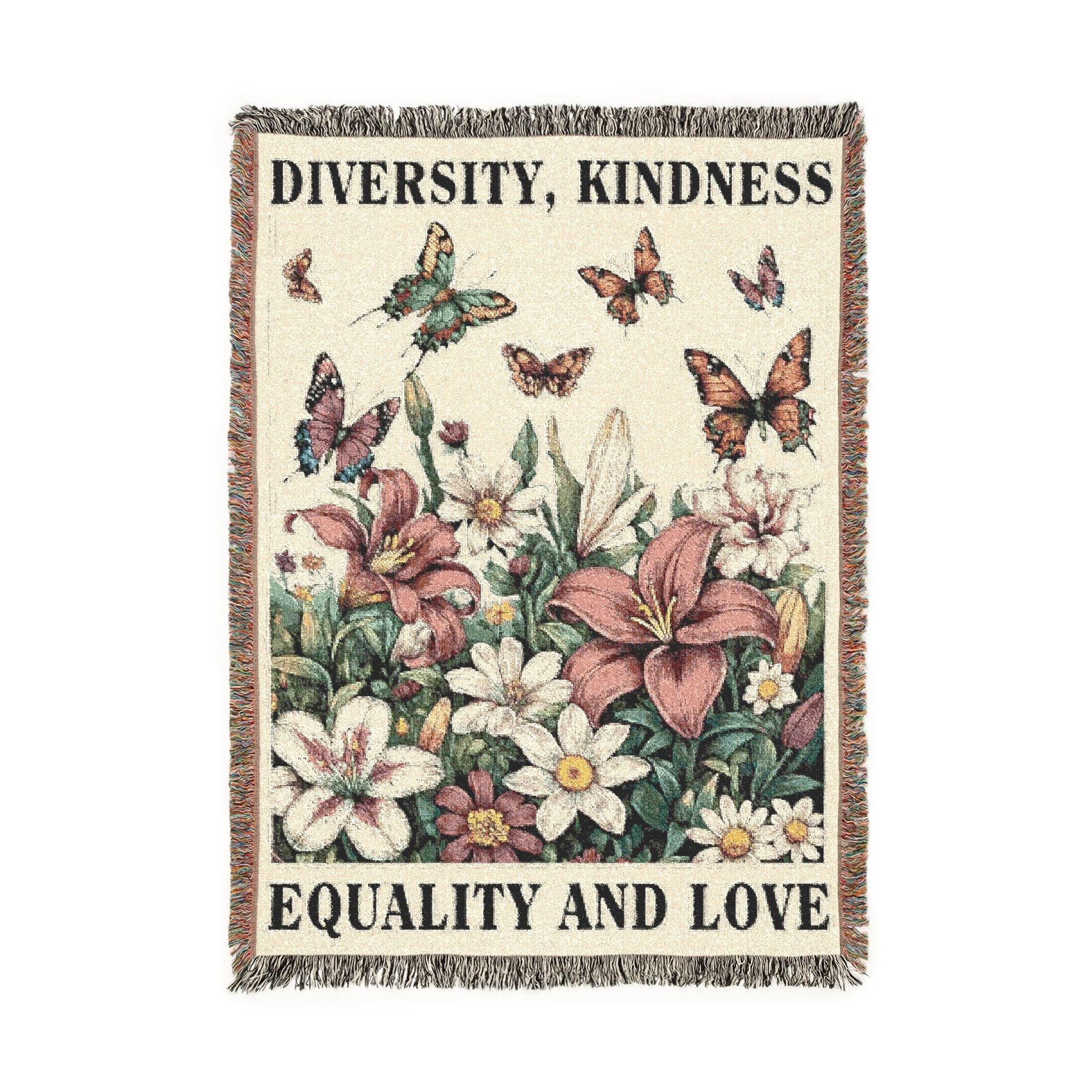 Diversity Kindness Equality Love Woven Blanket