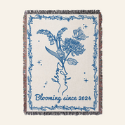 Personalized Flower Birth Couple Woven Blanket
