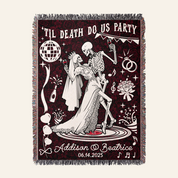 Personalized Party Skeleton Couple Woven Blanket