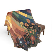 California Sunlight - Retro 1970s Wildflower Meadow Woven Blanket