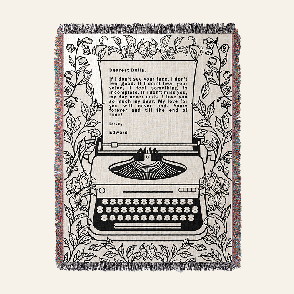 Customized Massage Typewriter Vintage Woven Blanket
