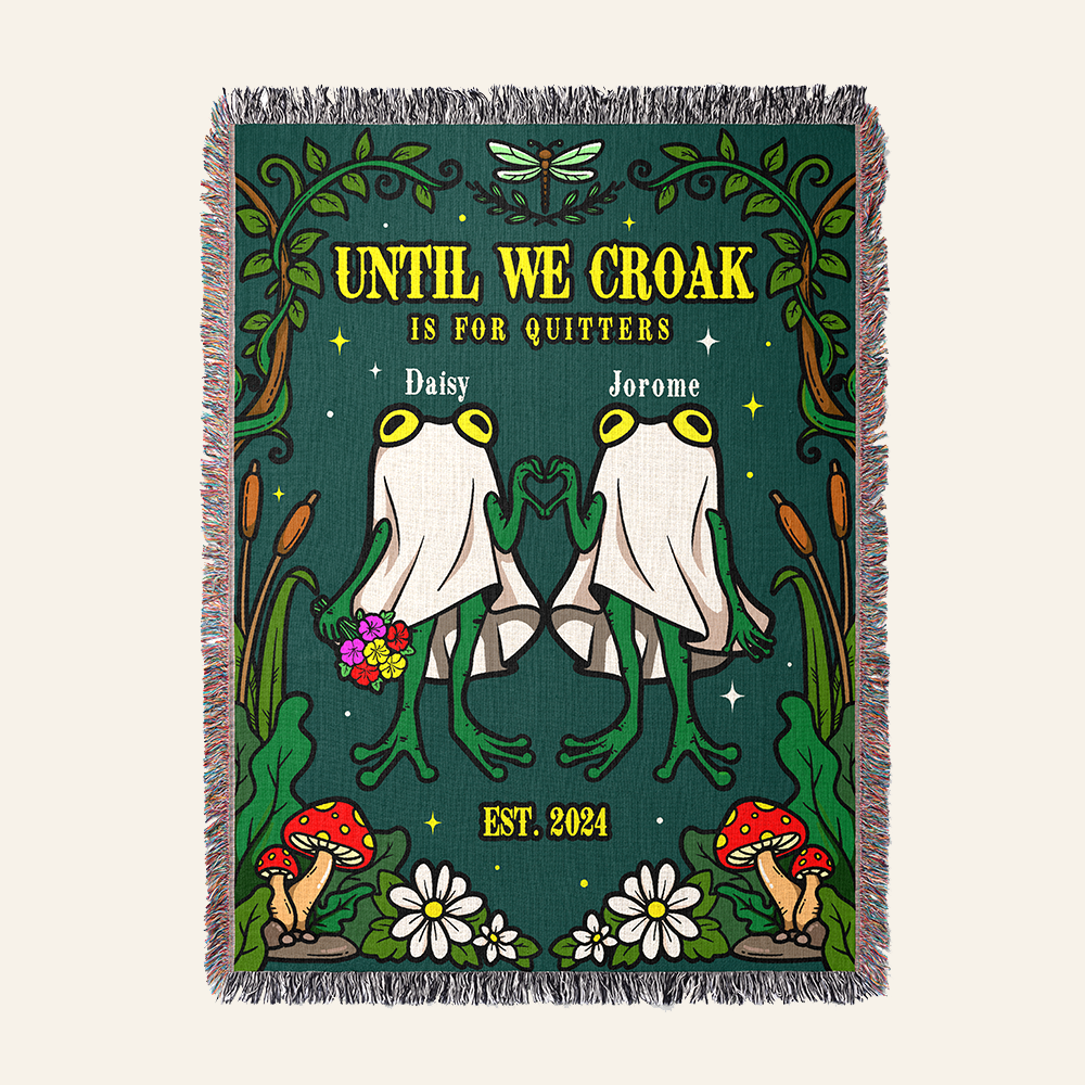Personalized Couple Frog Ghost Woven Blanket