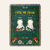 Personalized Spooky Frog Couple Woven Blanket Gift
