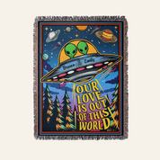 Personalized Alien Couple Woven Blanket