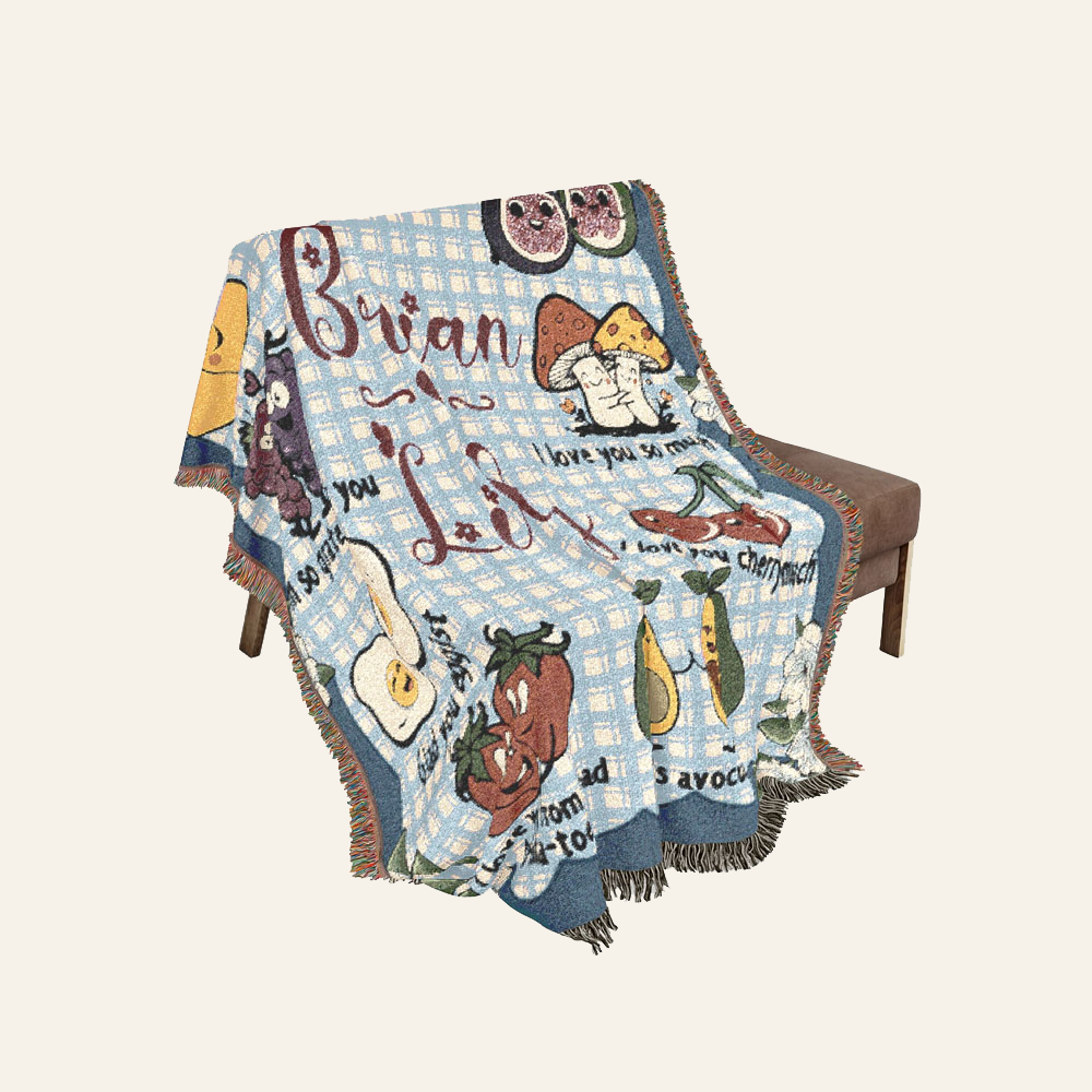 Personalized Picnic Couple Love Words Woven Blanket
