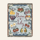 Personalized Food Pun Woven Blanket Gift for Couples