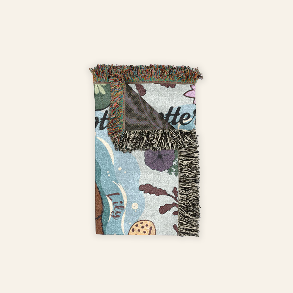 Personalized Mother Daughter Otter Woven Blanket