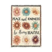 Peace And Kindness Floral Woven Blanket