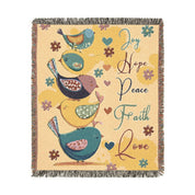 Joy Hope Peace Faith Love Woven Blanket