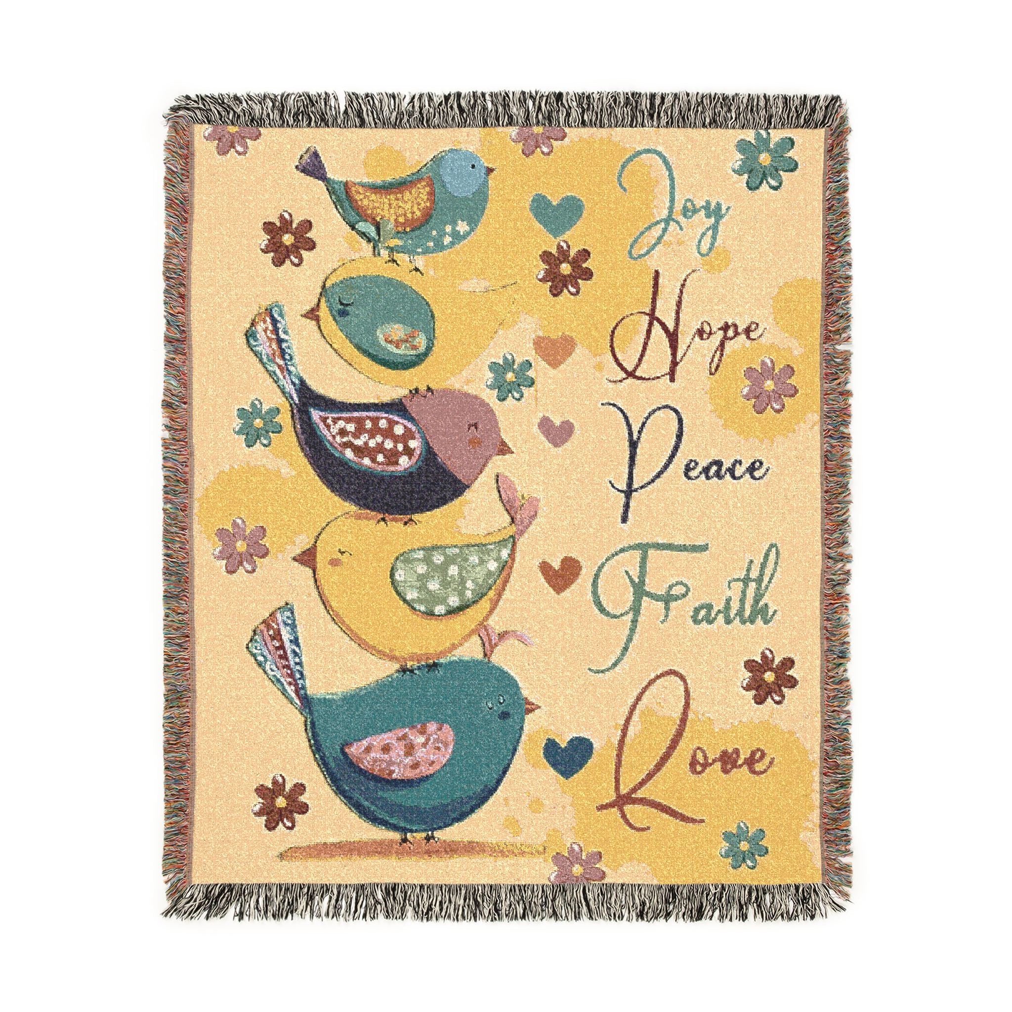 Joy Hope Peace Faith Love Woven Blanket
