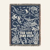 Personalized Blue Ocean Deep Love  Couple Woven Blanket
