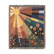 California Sunlight - Retro 1970s Wildflower Meadow Woven Blanket