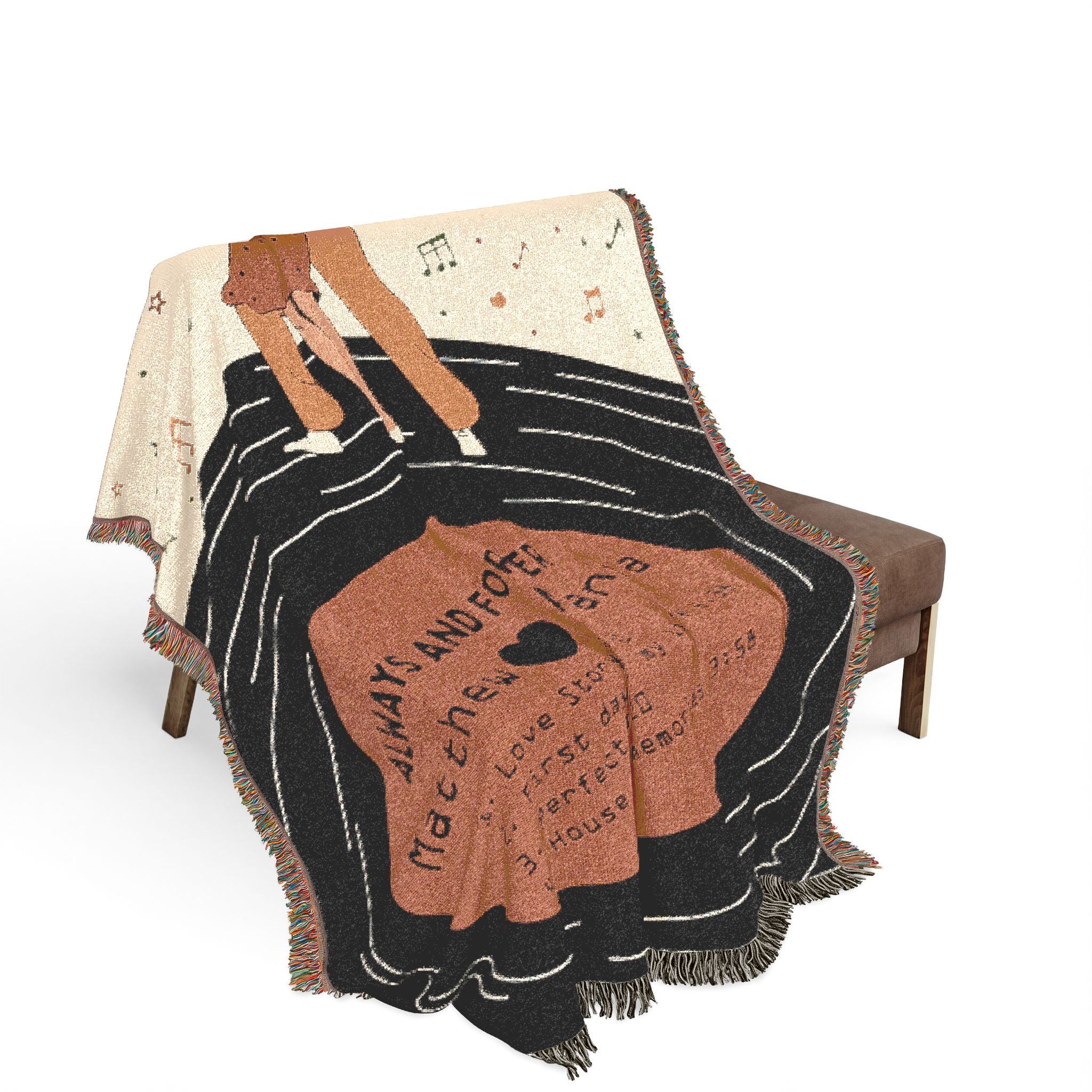 Personalized Vinyl Records Couple Woven Blanket