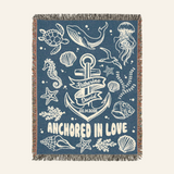 Personalized Ocean-Themed Woven Blanket Gift for Couples