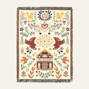 Personalized Family Garden Folk Art Red Woven Blanket