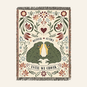 Personalized Couple Frog Folk Art Woven Blanket