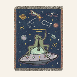Personalized Alien Couple Zodiac Signs Woven Blanket
