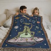Personalized Alien Couple Zodiac Signs Woven Blanket