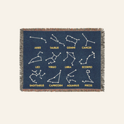 Personalized Alien Couple Zodiac Signs Woven Blanket