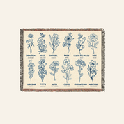 Personalized Mr. & Mrs. Wedding Birth Flower Woven Blanket