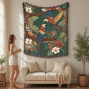 Personalized Love Birds Tropical Couple Woven Blanket