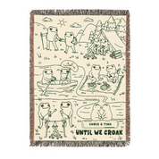 Personalized Couple Frog Camping Croak Woven Blanket