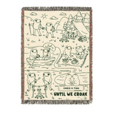 Personalized Couple Frog Camping Croak Woven Blanket