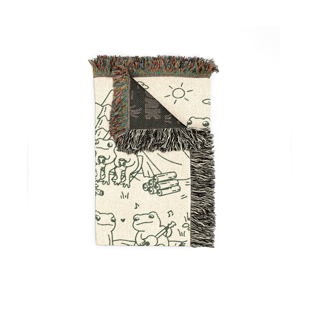 Personalized Couple Frog Camping Croak Woven Blanket