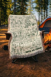Personalized Couple Frog Camping Croak Woven Blanket