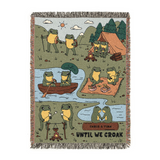 Personalized Couple Frog Camping Funny Croak Woven Blanket