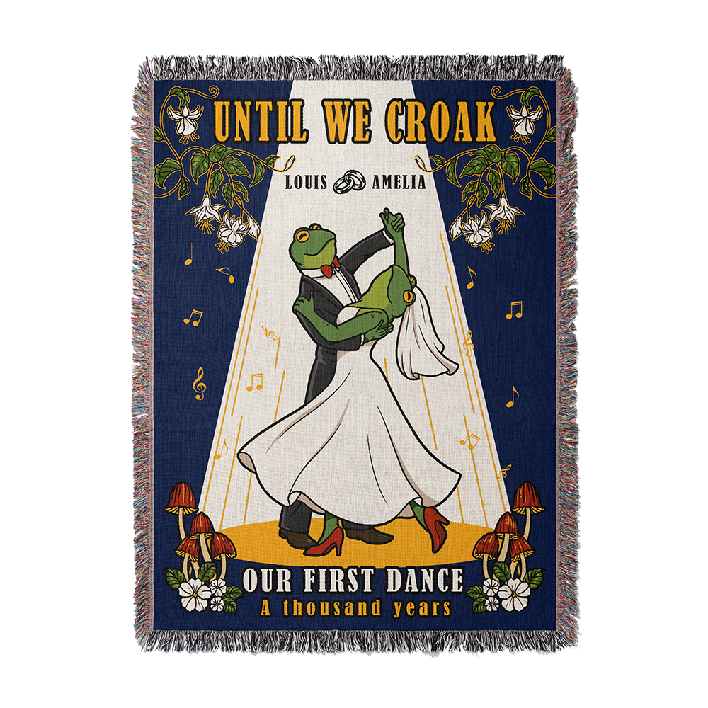Personalized Couple Frog First Dance Woven Blanket