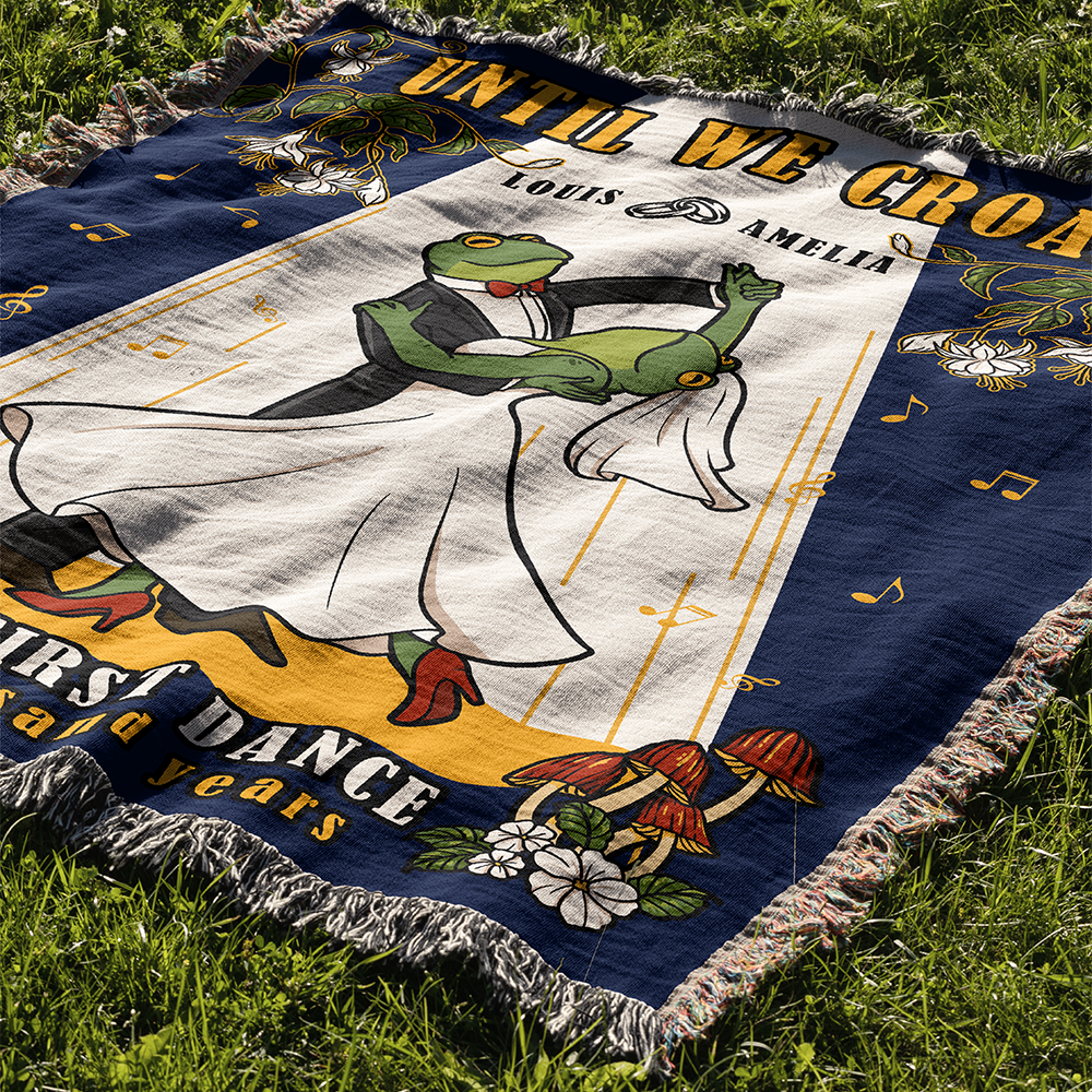 Personalized Couple Frog First Dance Woven Blanket