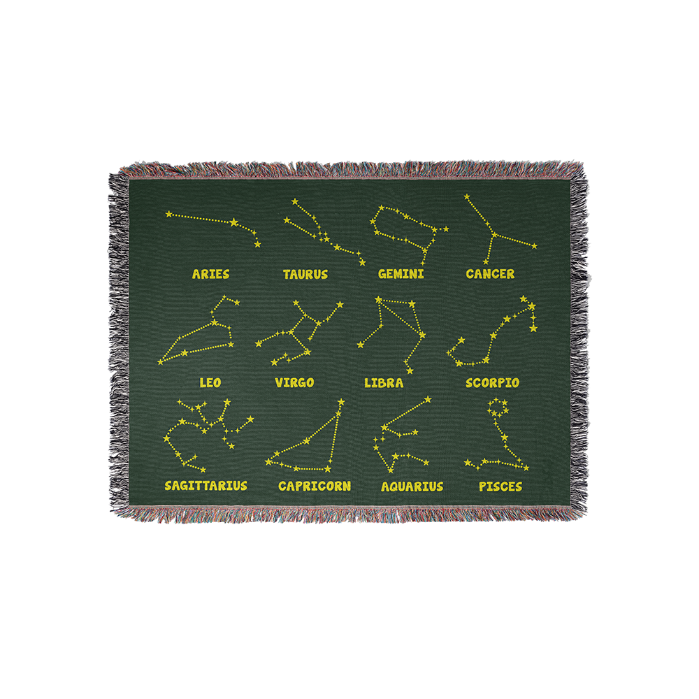 Customized Zodiac Sign Couple Frog Woven Blanket