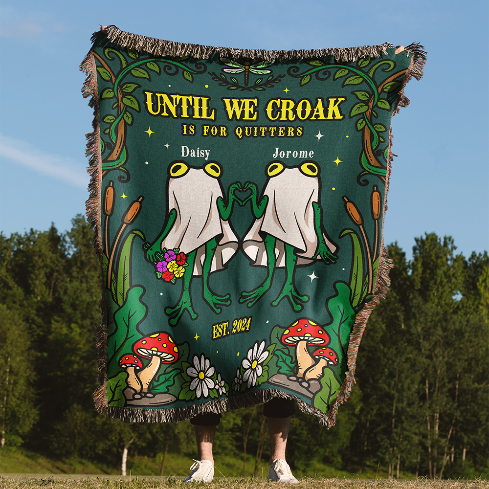 Personalized Couple Frog Ghost Woven Blanket