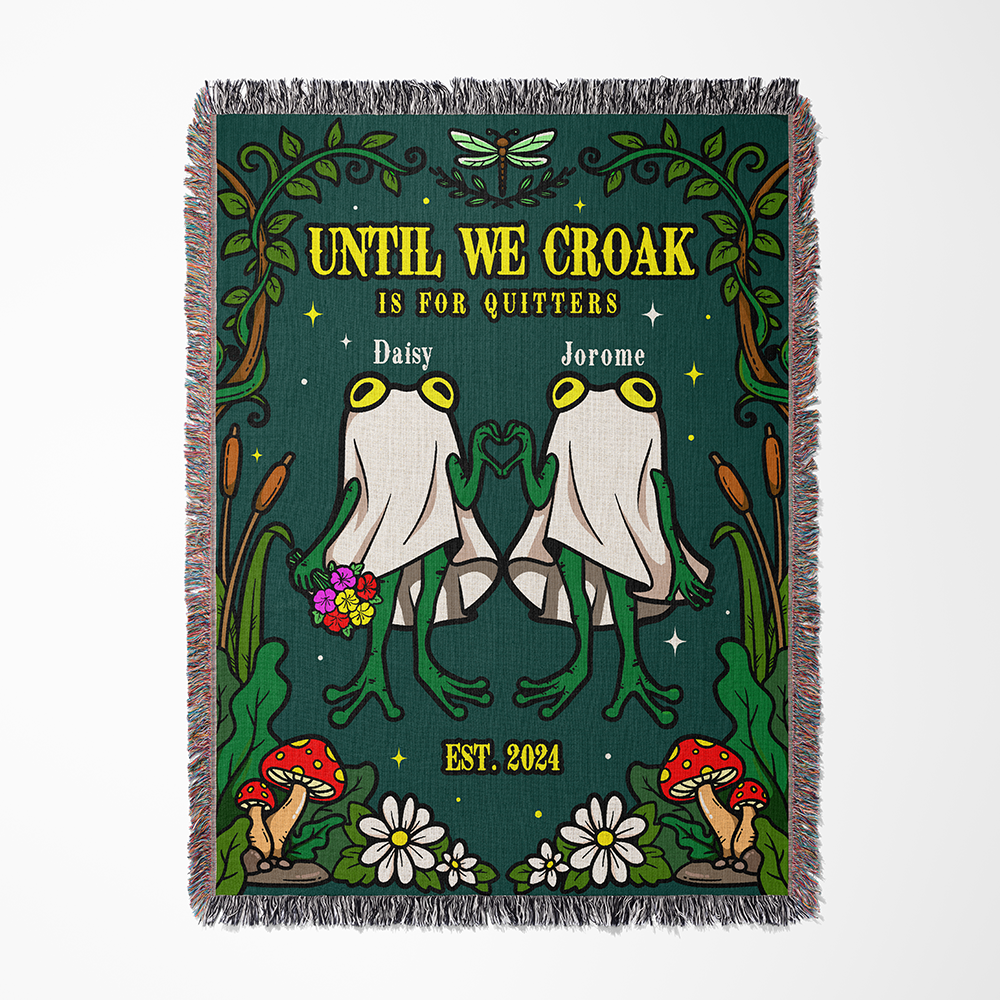 Personalized Couple Frog Ghost Woven Blanket