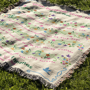 Personalized Song Lyric Flower Couple Woven Blanket