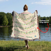 Personalized Song Lyric Flower Couple Woven Blanket