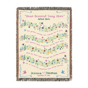 Personalized Song Lyric Flower Couple Woven Blanket