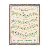 Personalized Song Lyric Flower Couple Woven Blanket