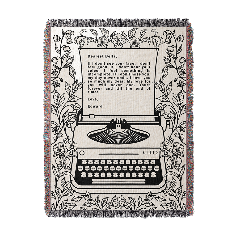 Customized Massage Typewriter Vintage Woven Blanket