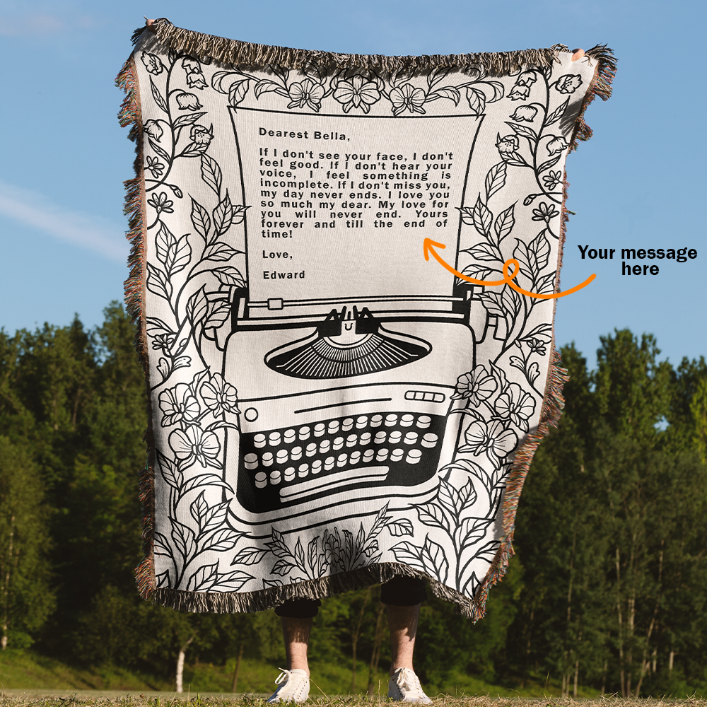 Customized Massage Typewriter Vintage Woven Blanket