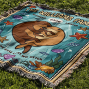Personalized Otter Family Woven Blanket