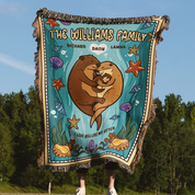 Personalized Otter Family Woven Blanket