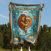 Personalized Otter Family Woven Blanket