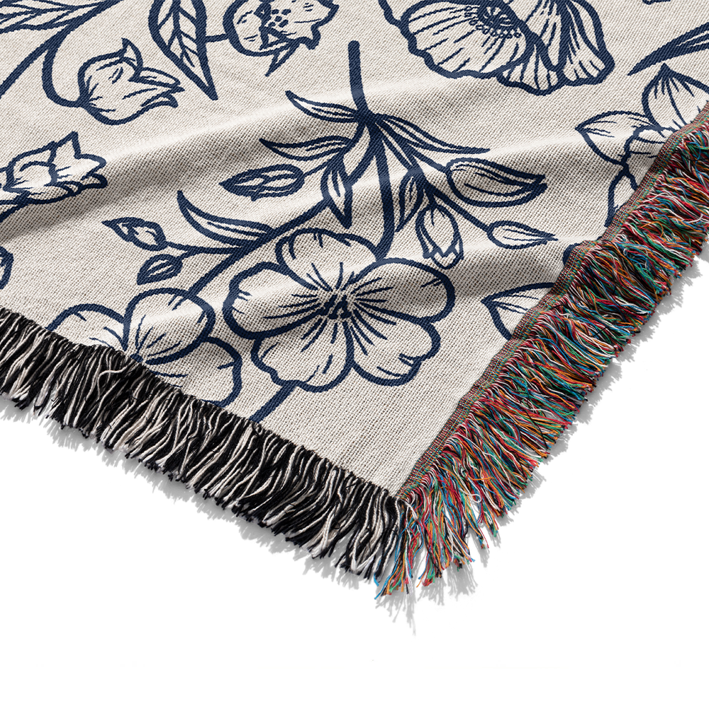 Personalized Flower Month Family Woven Blanket