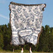 Personalized Flower Month Family Woven Blanket