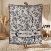 Personalized Flower Month Family Woven Blanket