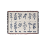 Personalized Flower Month Family Woven Blanket