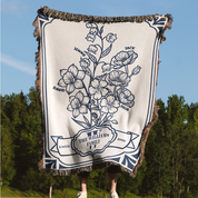 Personalized Vintage Flower Bunch Family Woven Blanket
