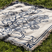 Personalized Vintage Flower Bunch Family Woven Blanket